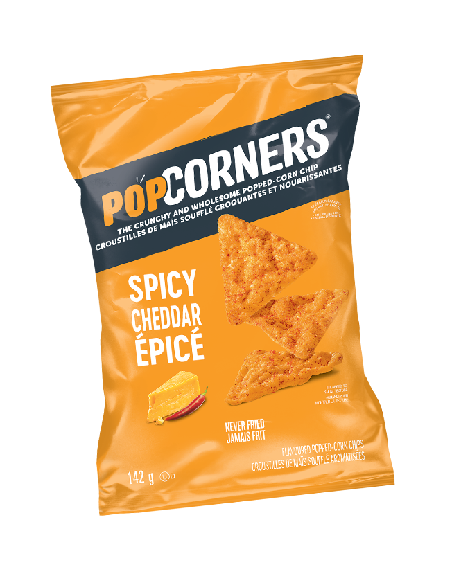 <span>Croustilles de maïs soufflé aromatisées POPCORNERS<sup>®</sup></span> <span>Cheddar épicé</span>